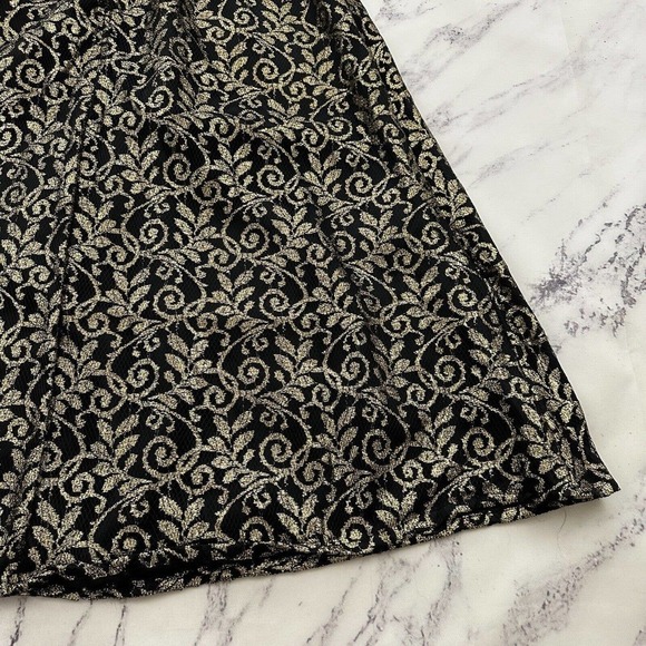 Christine David Womens Vintage Midi Skirt Size M New Gold Black Lace Metallic - Picture 9 of 10
